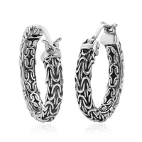 Bali Legacy Sterling Silver Borobudur Hoop Earrings 7.60 Grams