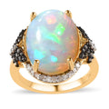 Premium Ethiopian Welo Opal and Natural Champagne and White Diamond Butterfly Ring in Vermeil YG Over Sterling Silver 6.00 ctw - Sticky add to cart bar