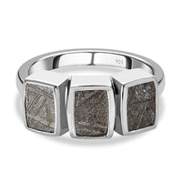 Meteorite Ring in Rhodium Over Sterling Silver (Size 10.0) 9.75 ctw