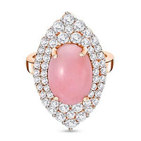 Pink Opal, White Zircon Ring in Vermeil RG Over Sterling Silver (Size 11.5) 7.17 ctw