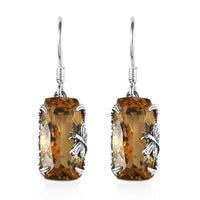 Artisan Crafted Brazilian Citrine Solitaire Lever Back Earrings in Sterling Silver 16.75 ctw