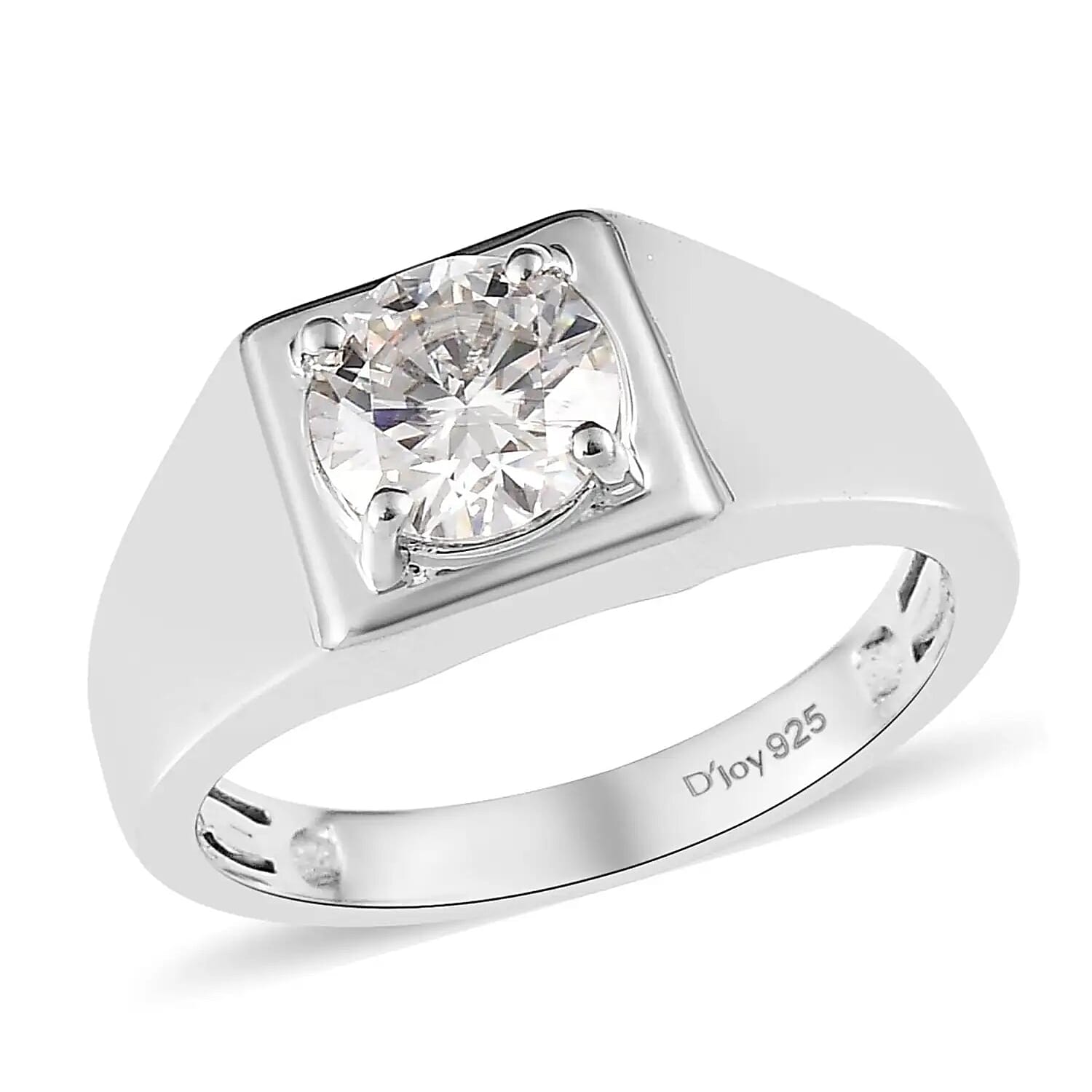 Moissanite Solitaire Ring in Platinum Over Sterling Silver (Size 10.0) 1.50 ctw (Del. in 10-15 Days)