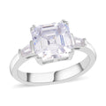 Lustro Stella Asscher Cut Finest CZ Ring in Platinum Over Sterling Silver 9.10 ctw - Sticky add to cart bar
