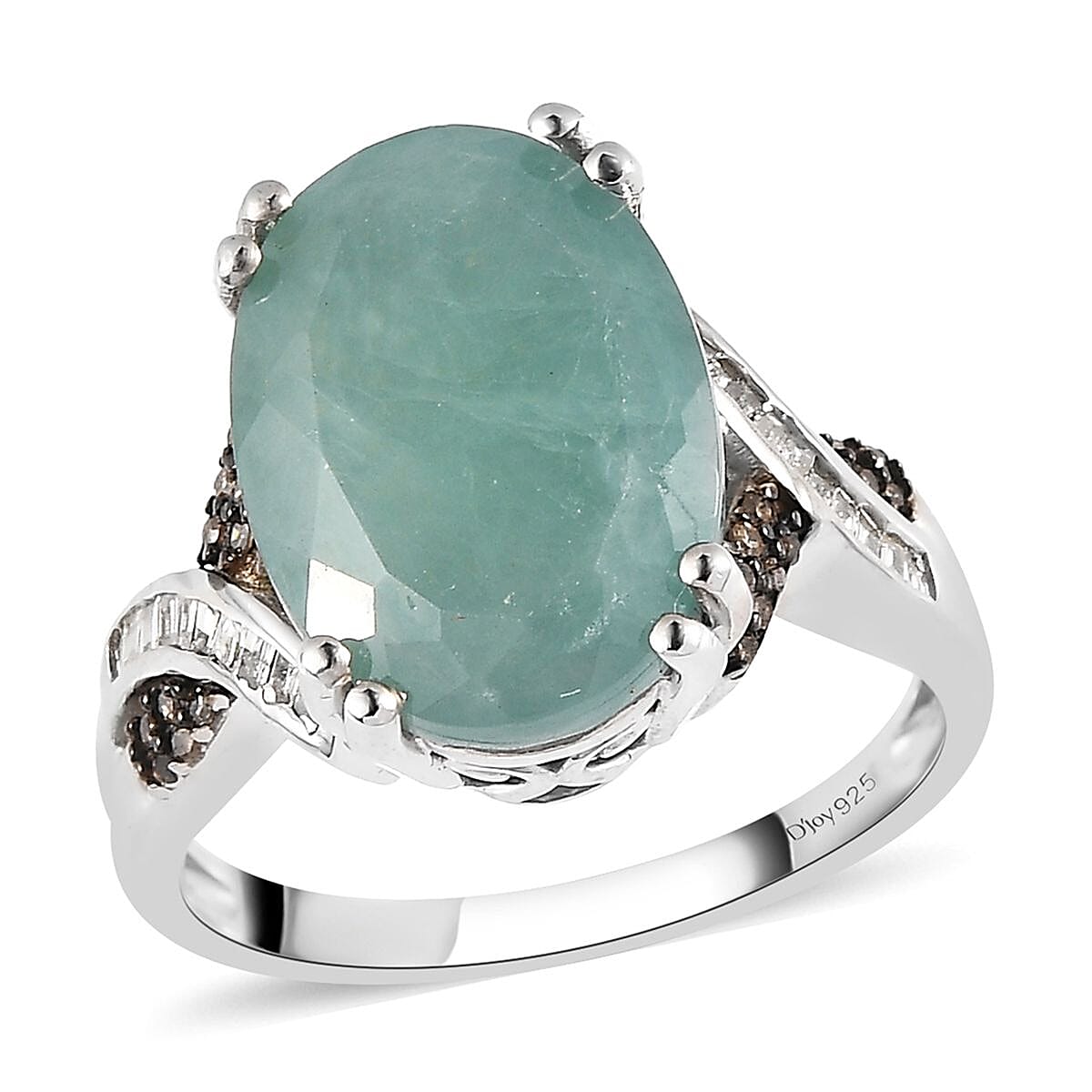 Grandidierite, Natural Champagne and White Diamond Ring in Platinum Over Sterling Silver 6.25 ctw