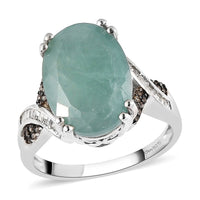 Grandidierite, Natural Champagne and White Diamond Ring in Platinum Over Sterling Silver 6.25 ctw