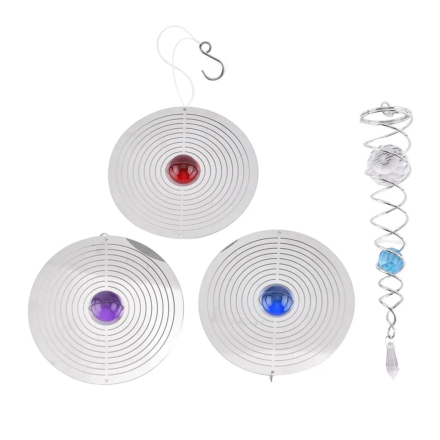 Stainless Steel Magic Kinetic Sculpture 3pcs Round Wind Spinner (6")