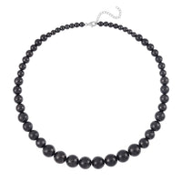 Shungite 6-14mm Beaded Necklace 20-22 Inches in Rhodium Over Sterling Silver 348.50 ctw
