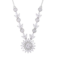 Lustro Stella Finest CZ 11.90 ctw Floral Necklace 18 Inches in Sterling Silver