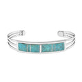 Santa Fe Style Kingman Turquoise Bracelet in Sterling Silver (6.50 In) 21.00 ctw - Sticky add to cart bar