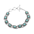 Santa Fe Style Kingman Turquoise Adjustable Bracelet in Sterling Silver 50.00 ctw - Sticky add to cart bar