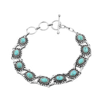 Santa Fe Style Kingman Turquoise Adjustable Bracelet in Sterling Silver 50.00 ctw