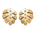 White Zircon Lily Pad Floral Earrings in Vermeil YG Over Sterling Silver 0.50 ctw - Sticky add to cart bar