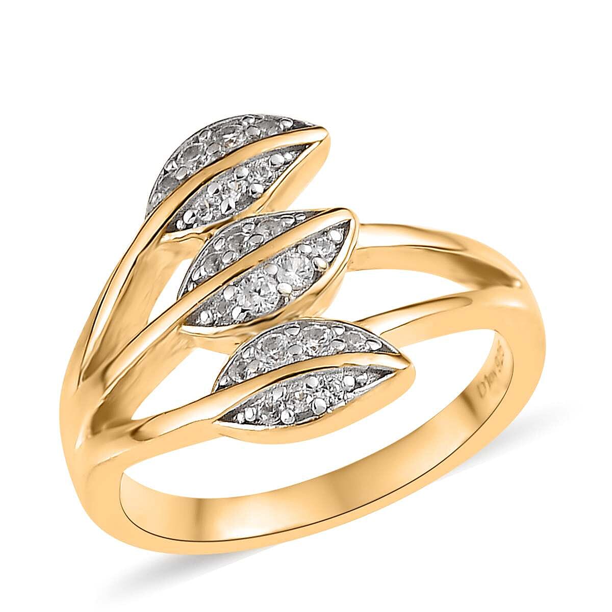 White Zircon Multi Row Floral Ring in Vermeil Yellow Gold Over Sterling Silver 0.25 ctw