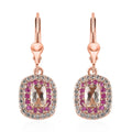 Premium Marropino Morganite and Multi Gemstone Lever Back Earrings in Vermeil Rose Gold Over Sterling Silver 2.40 ctw - Sticky add to cart bar