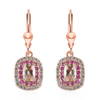 Premium Marropino Morganite and Multi Gemstone Lever Back Earrings in Vermeil Rose Gold Over Sterling Silver 2.40 ctw