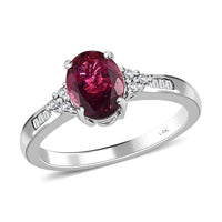 TLV Luxoro 14K White Gold AAA Ouro Fino Rubellite, Diamond (G-H, I3) Ring (Size 10.0) 1.60 ctw