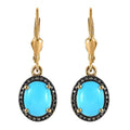 Sleeping Beauty Turquoise and Red Diamond Lever Back Earrings in Vermeil Yellow Gold Over Sterling Silver 3.00 ctw - Sticky add to cart bar