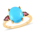 Premium Sleeping Beauty Turquoise and Ouro Fino Rubellite Ring in Vermeil Yellow Gold Over Sterling Silver 3.50 ctw - Sticky add to cart bar