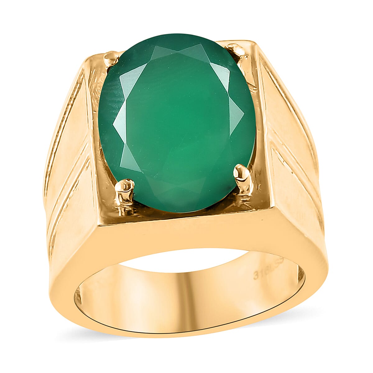 Verde Onyx Men's Ring in ION Plated YG Stainless Steel 9.65 ctw
