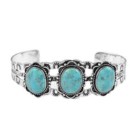 Santa Fe Style Kingman Turquoise Cuff Bracelet in Sterling Silver (7.00 In) 15.50 ctw