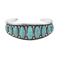 Santa Fe Style Kingman Turquoise Cuff Bracelet in Sterling Silver (7.00 In) 22.25 ctw - Sticky add to cart bar
