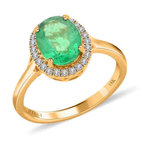Certified Iliana 18K Yellow Gold AAA Kagem Zambian Emerald and G-H SI Diamond Ring 2.00 ctw (Del. in 3-5 Days)
