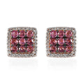 Premium Morro Redondo Pink Tourmaline and White Zircon Halo Stud Earrings in Vermeil Rose Gold Over Sterling Silver 0.90 ctw - Sticky add to cart bar