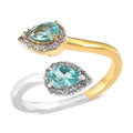 Madagascar Paraiba and Green Apatite, White Zircon Bypass Ring in Vermeil YG and Platinum Over Sterling Silver 1.15 ctw - Sticky add to cart bar