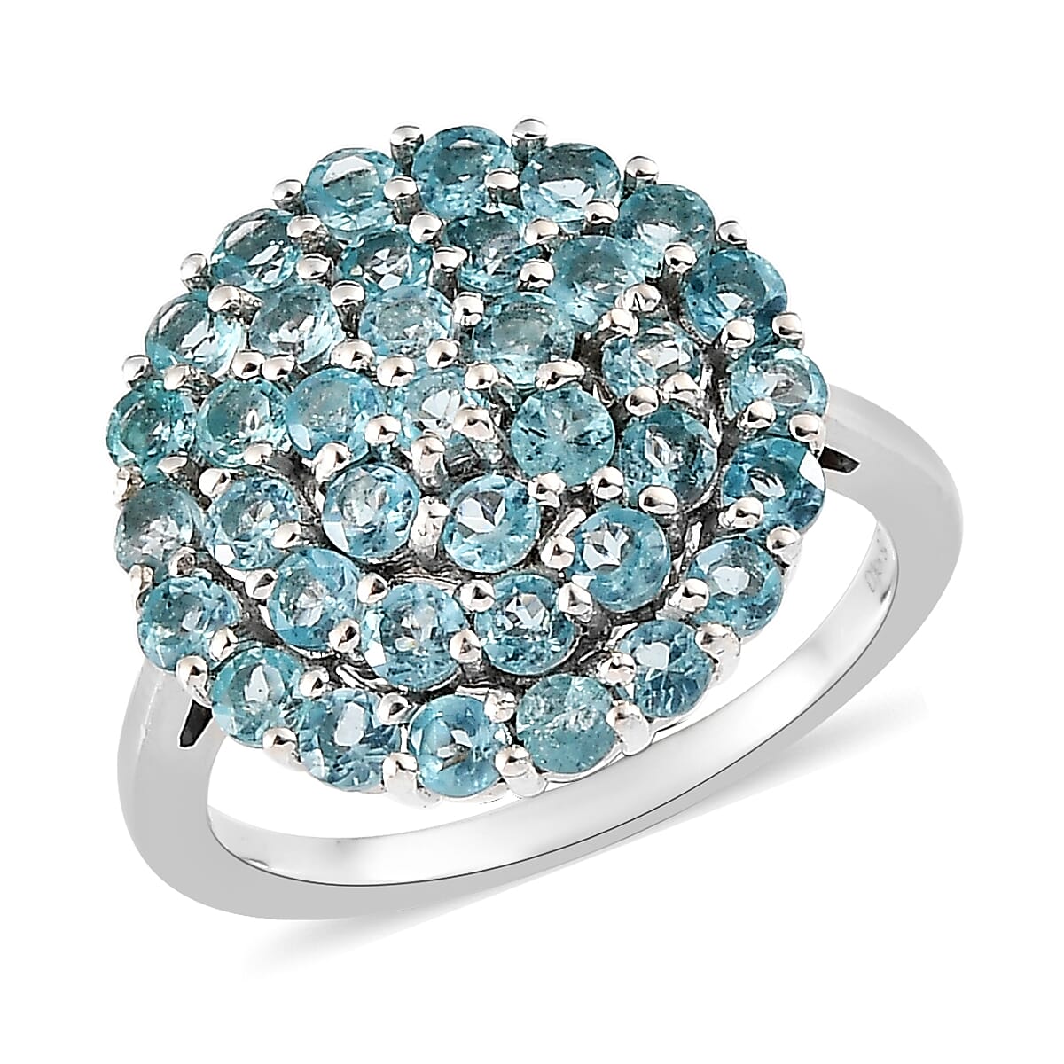 Madagascar Paraiba Apatite Floral Ring in Platinum Over Sterling Silver (Size 9.0) 2.00 ctw