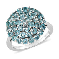 Madagascar Paraiba Apatite Floral Ring in Platinum Over Sterling Silver (Size 9.0) 2.00 ctw