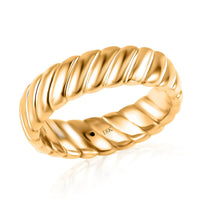 Iliana 18K Yellow Gold Electroform Ribbed Band Ring (Size 6.0)