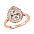 Pink Morganite and Diamond Halo Ring in Vermeil Rose Gold Over Sterling Silver 1.85 ctw (Del. In 5-7 Days) - Sticky add to cart bar