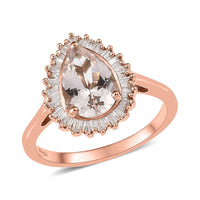 Pink Morganite and Diamond Halo Ring in Vermeil Rose Gold Over Sterling Silver 1.85 ctw (Del. In 5-7 Days)