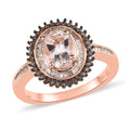 Pink Morganite, Natural Champagne and White Diamond (0.40 cts) Sunburst Ring in Vermeil RG Over Sterling Silver (Size 10.0) (Del. in 5-7 Days) 1.50 ctw - Sticky add to cart bar