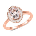 Pink Morganite and Diamond Halo Ring in Vermeil Rose Gold Over Sterling Silver (Size 9.0) 1.30 ctw (Del. In 5-7 Days) - Sticky add to cart bar