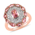 Premium Morro Redondo Pink Tourmaline, Moissanite Cocktail Ring Vermeil RG Over Sterling Silver (Size 10.0) 1.75 ctw - Sticky add to cart bar