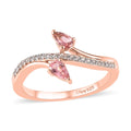 Premium Morro Redondo Pink Tourmaline and White Zircon Bypass Ring in Vermeil Rose Gold Over Sterling Silver 0.60 ctw - Sticky add to cart bar