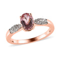 Premium Morro Redondo Pink Tourmaline and Moissanite Ring in Vermeil Rose Gold Over Sterling Silver 1.00 ctw - Sticky add to cart bar