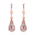 Premium Morro Redondo Pink Tourmaline and White Zircon Lever Back Earrings in Vermeil Rose Gold Over Sterling Silver 0.60 ctw - Sticky add to cart bar