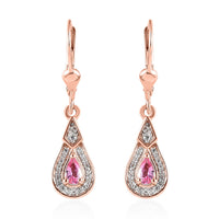Premium Morro Redondo Pink Tourmaline and White Zircon Lever Back Earrings in Vermeil Rose Gold Over Sterling Silver 0.60 ctw