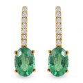 Certified and Appraised Luxoro 14K Yellow Gold AAA Kagem Zambian Emerald and G-H I2 Diamond Earrings 1.75 ctw - Sticky add to cart bar