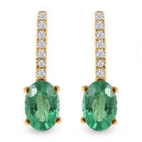 Certified and Appraised Luxoro 14K Yellow Gold AAA Kagem Zambian Emerald and G-H I2 Diamond Earrings 1.75 ctw