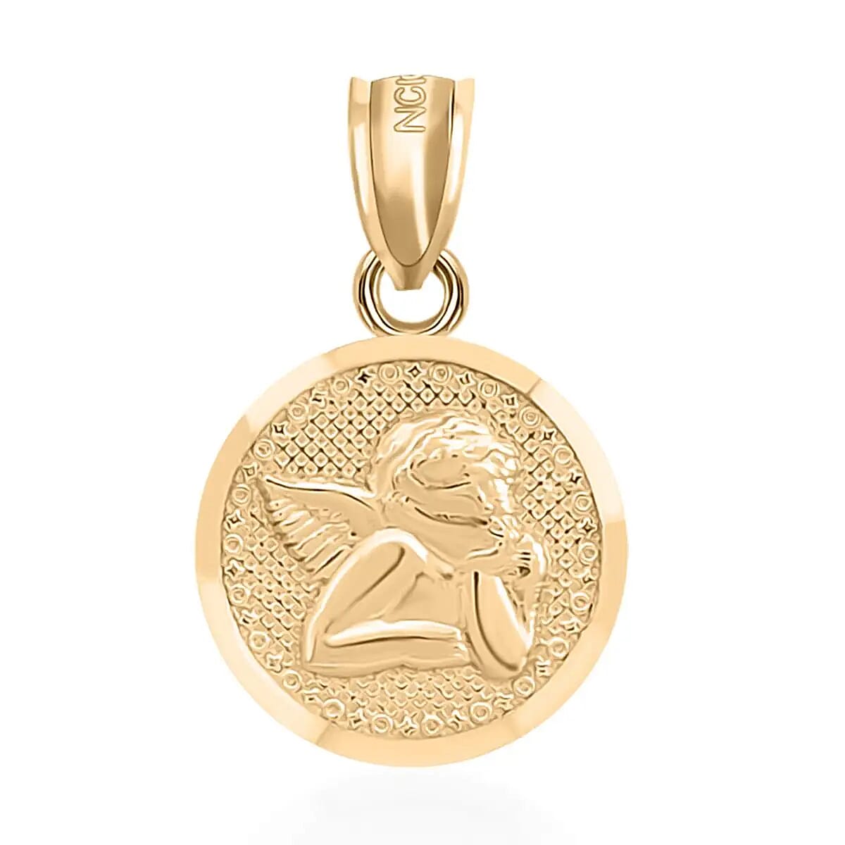 Made in America 10K Yellow Gold Cupid Medallion Pendant