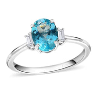 Luxoro 10K White Gold Premium Madagascar Paraiba Apatite and Moissanite Ring (Size 10.0) 1.35 ctw