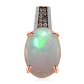 Luxoro 14K Rose Gold AAA Ethiopian Welo Opal, I3 Natural Champagne and White Diamond Pendant 10.20 ctw - Sticky add to cart bar
