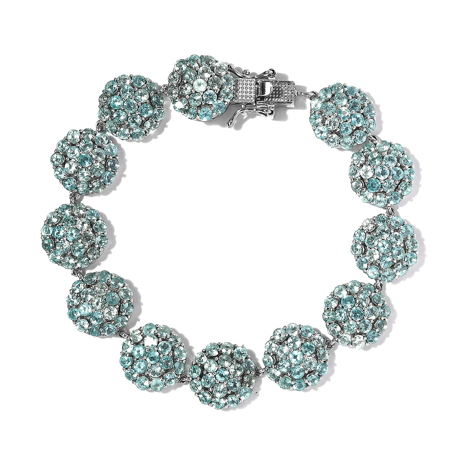 Madagascar Paraiba Apatite Bracelet in Platinum Over Sterling Silver (7.25 In) 17.40 ctw