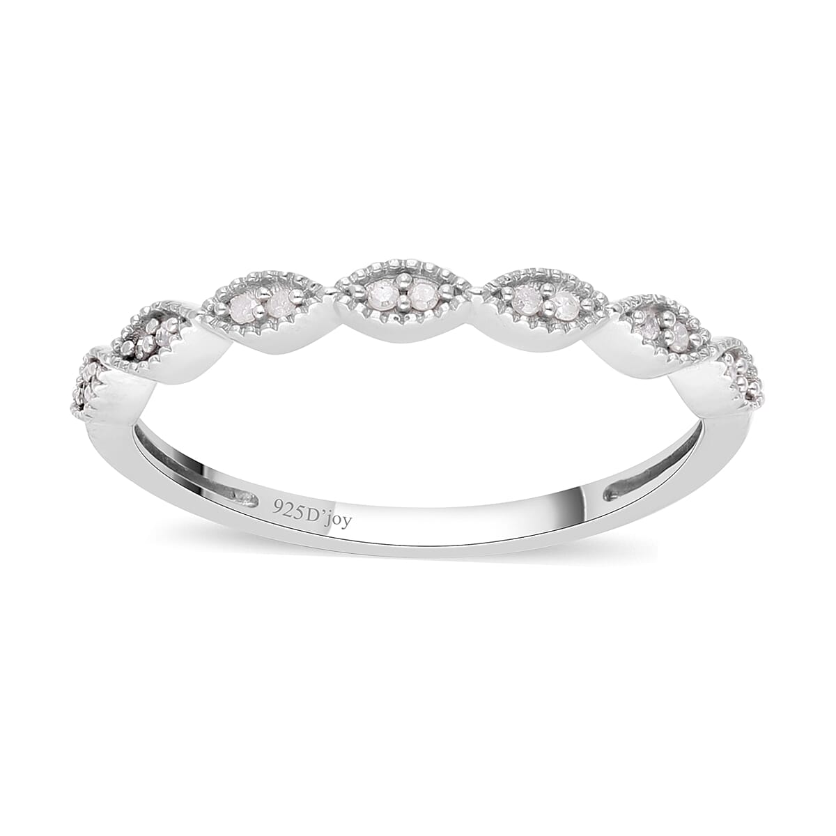 Diamond Ring in Platinum Over Sterling Silver 0.10 ctw