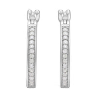 Diamond Hoop Earrings in Platinum Over Sterling Silver 0.15 ctw