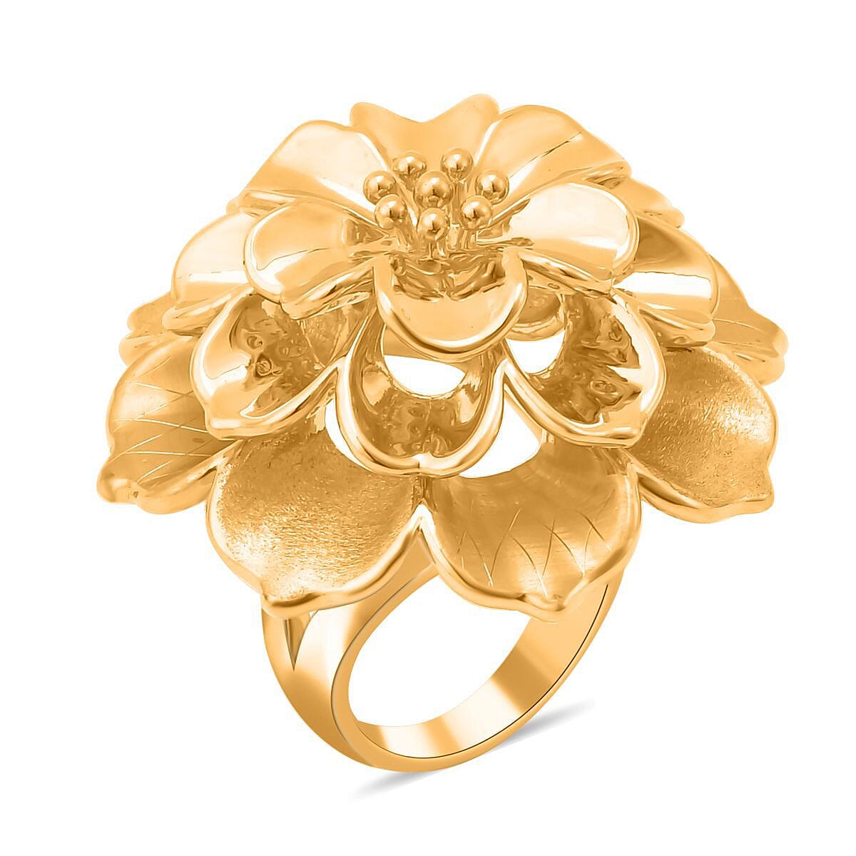 24K Yellow Gold Floral Ring (Size 10.0) 7.90 Grams (Del. in 15-20 Days)