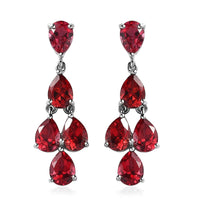 Lab Created Padparadscha Sapphire Chandelier Earrings in Platinum Over Sterling Silver 11.25 ctw